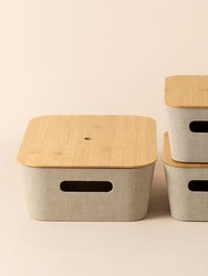Nonza Khaki Bamboo Storage Baskets - Khaki