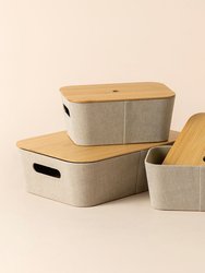 Nonza Khaki Bamboo Storage Baskets