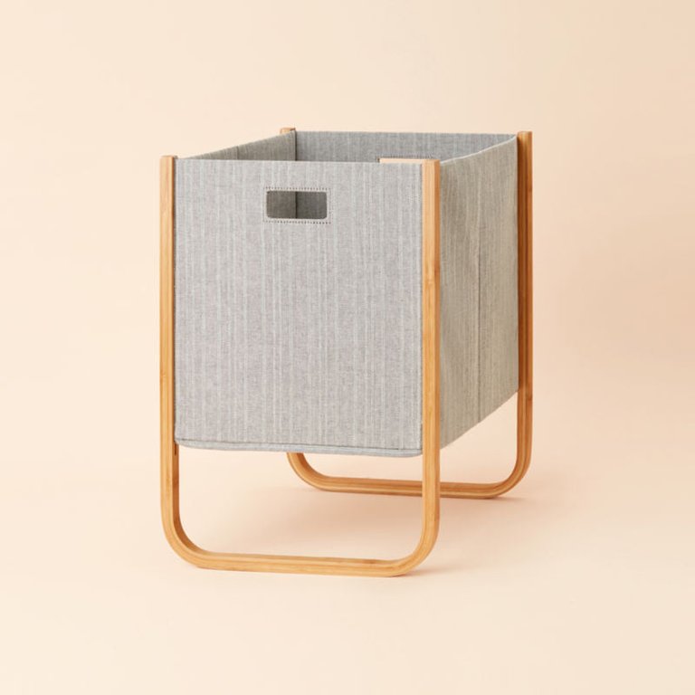 Nonza Modern Gray Bamboo Storage Basket - Gray