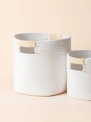 Seillans White Cotton Rope Storage Baskets Set of 2 - White