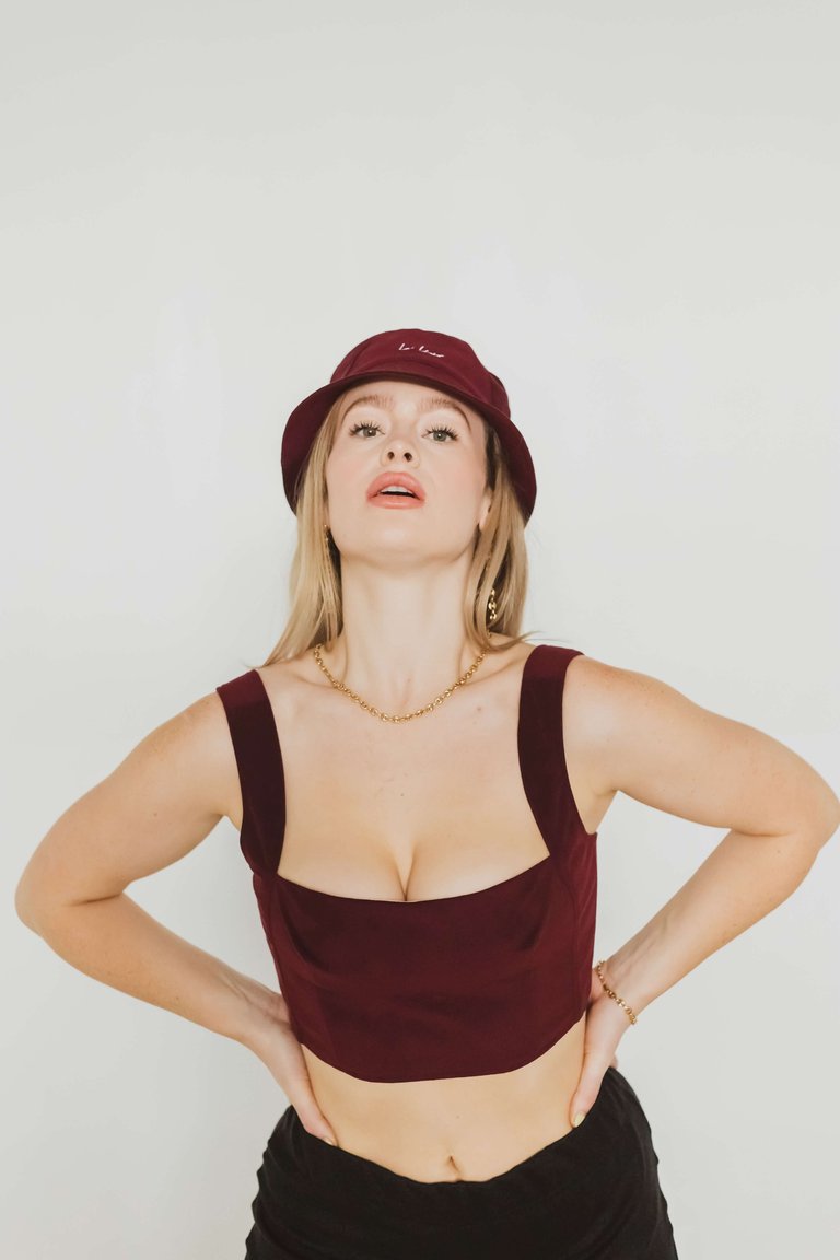 Mimi Vegan Suede Bustier  - Bordeaux