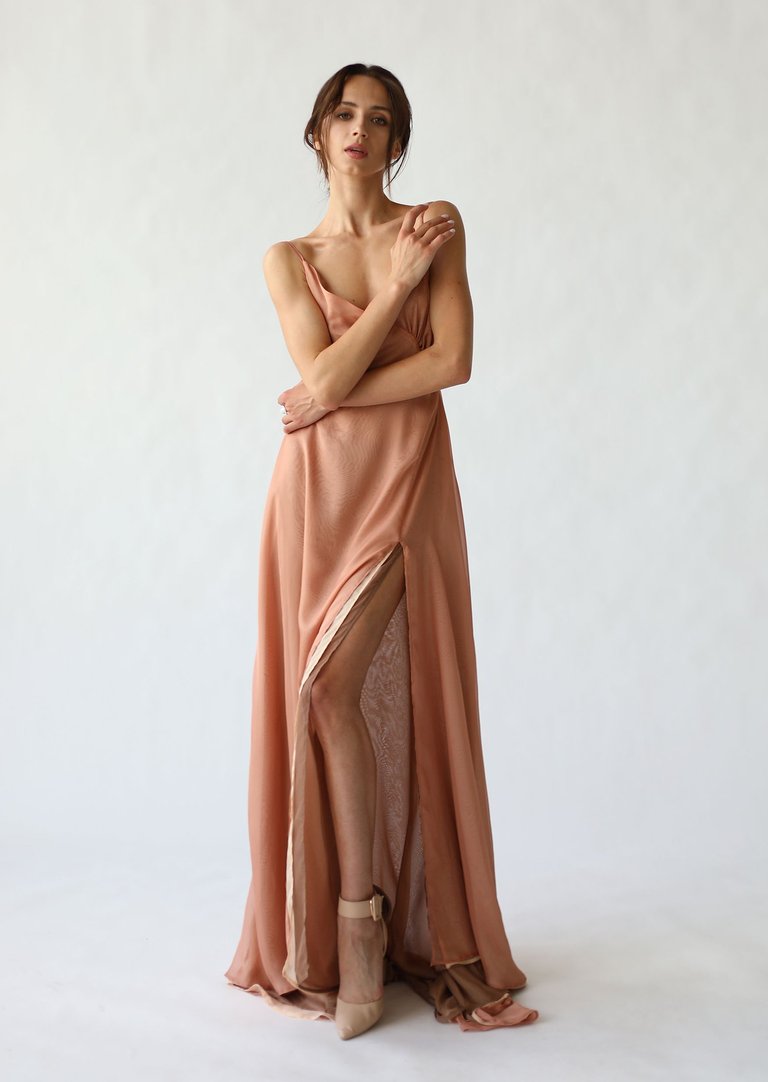 Caramel Sunset Dress - Gold/ Beige/ Chocolate/ Nude