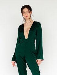 Emerald Silk Jumpsuit - Green
