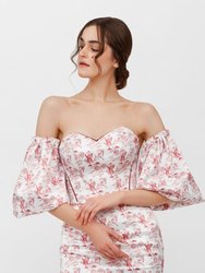 Heart Corset With Sleeves - Print/ White/ Red