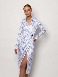 Porcelain Suit-Dress - White/ Blue/ Print
