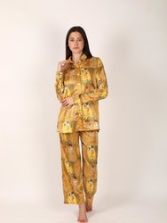 Silk Kiss Loungewear Set - Gold/ Yellow/ Orange/ Print