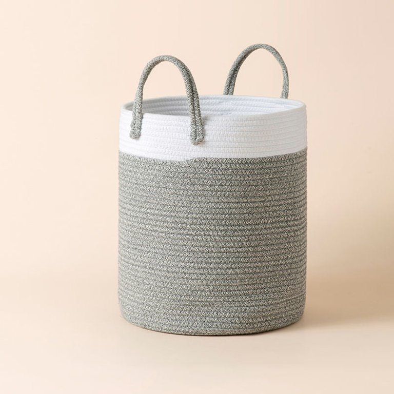 Dolder Cotton Rope Laundry Basket - White/Gray