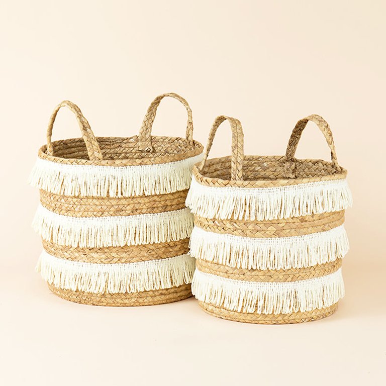 Chamonix Handmade Water Hyacinth Sewing Storage Basket Set of 2