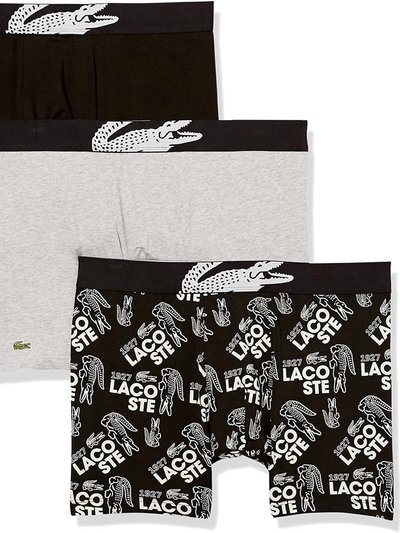 Lacoste Men's Casual Cotton Stretch All Over Lacoste Boxer Briefs - 3 Pack product