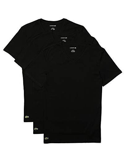 Lacoste Men's Essentials 3 Pack 100% Cotton Slim Fit V-Neck T-Shirts, Black product
