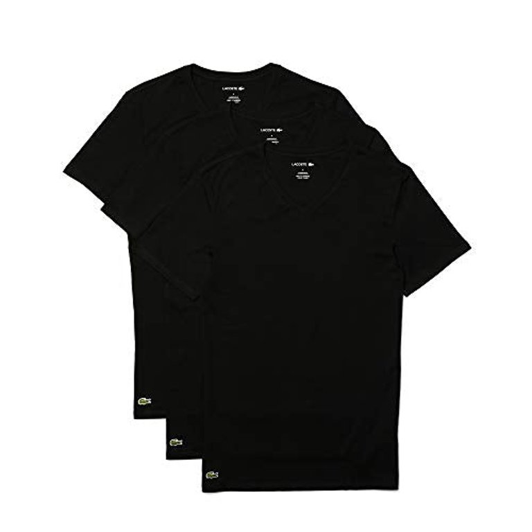 Men's Essentials 3 Pack 100% Cotton Slim Fit V-Neck T-Shirts, Black - Black