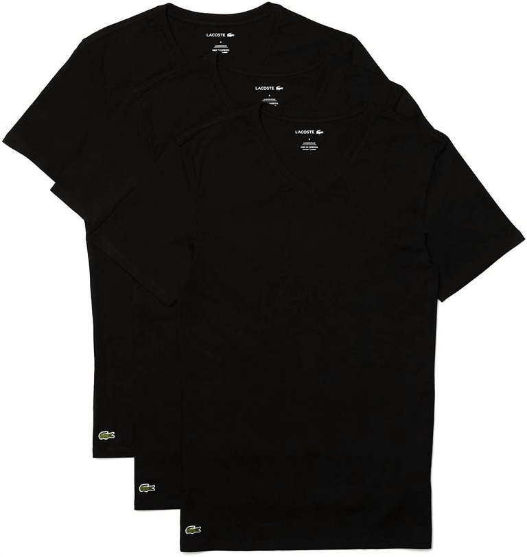 Men'S Slim Fit V-Neck T-Shirts Undershirts - 3 Pack - Black