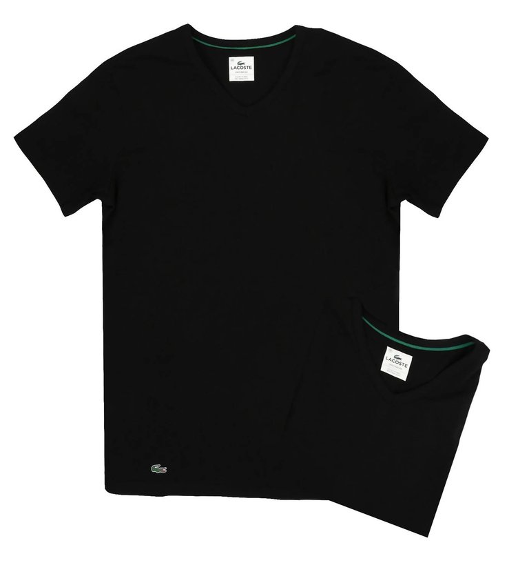 Men'S V-Neck Undershirt T-Shirt 2 Pack - Black