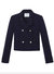 Double Face Wool Double Breasted Crop Blazer - Navy