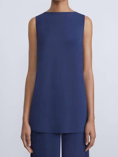 Lafayette 148 Matte Jersey Overlay Blouse In Mid Blue product