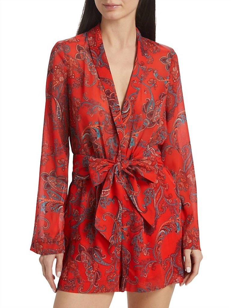 Arabell Romper - Fire Red Multi Large Paisley