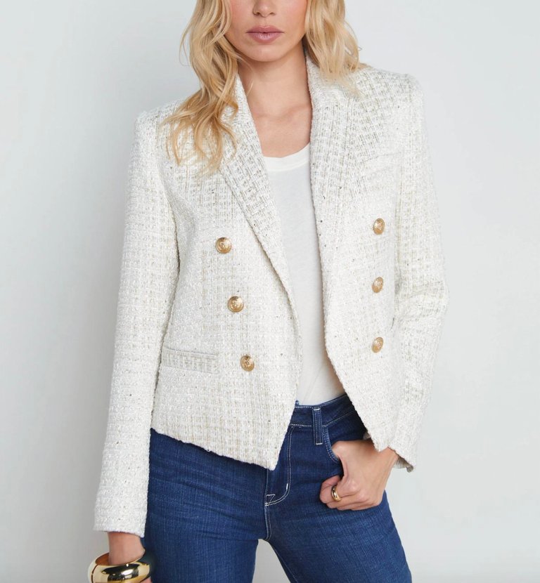 Brooke Blazer In Ivory/Gold - Ivory/Gold