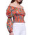 Cece Top In Orange Multi Parrot