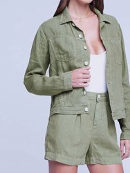 Celine Linen Jacket - Soft Army