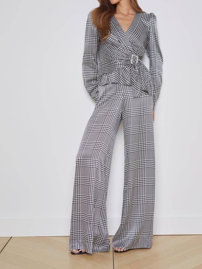 L'AGENCE Gavin Wide Leg Pant In Ivory/black Plaid product
