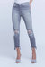 High Line Hi Rise Destruct Jeans In Stone Grey Destruct