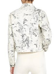 Janice Paisley Cropped Denim Jacket In Ecru/Black Paisley