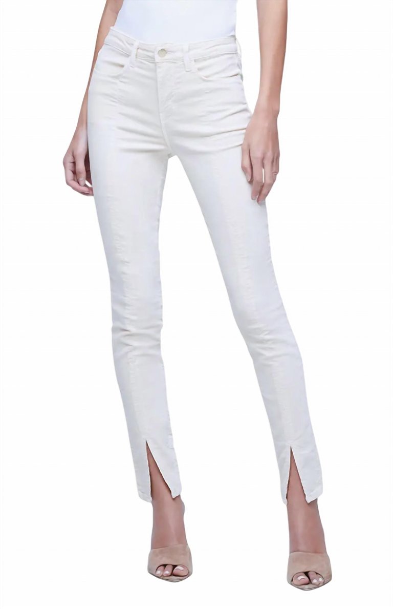 Jyothi Split Ankle Skinny Jeans In Champagne - Champagne