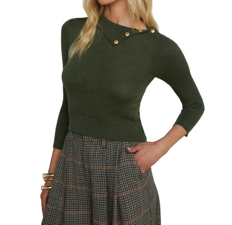 Kamdyn Turtleneck Top In Moss/gold - Moss/gold