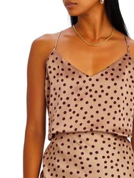 Kylee Camisole Tank Top - Beige/Chocolate Dotted Print