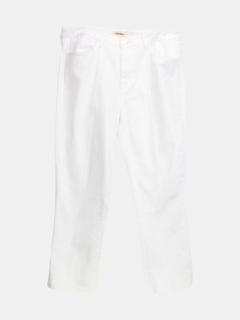 L'agence Women's Blanc Nadia High Rise Cropped Straight Jean - Blanc