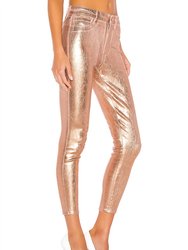 Margot High Rise Skinny Jean - Rose Gold Foil