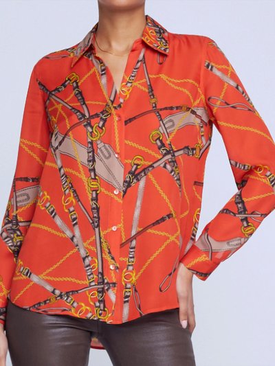 L'AGENCE Nina Button Down Shirt In Orange Multi product