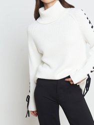 Nola Lace Up Sweater - Ivory/Black