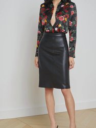 Rosa Pencil Leather Skirt In Black - Black
