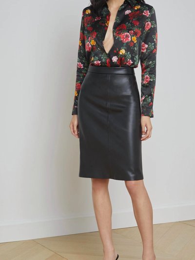 L'AGENCE Rosa Pencil Leather Skirt In Black product