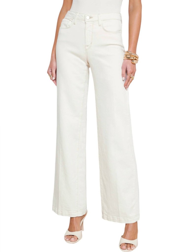 Scottie Wide Leg Jeans In Off White