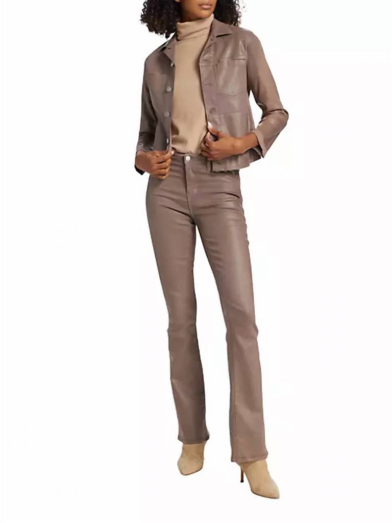 Selma Hi-Rise Sleek Bootcut Jeans In Deep Taupe Coated - Deep Taupe Coated