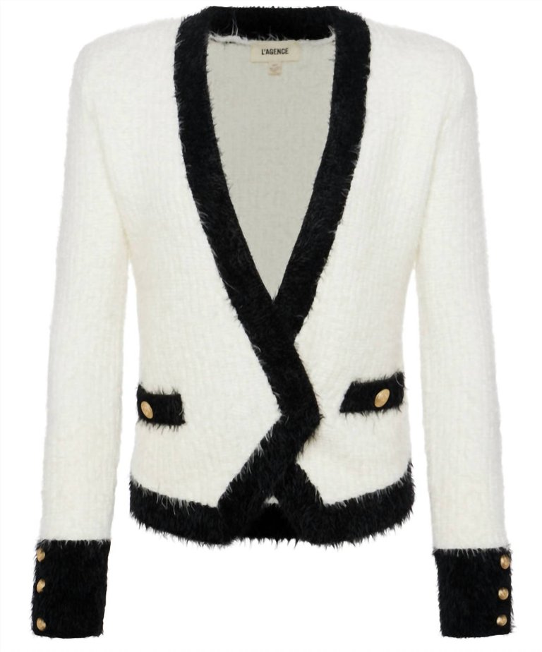 Women's Georgia Contrast Cardi Blazer - White/Black - White/Black