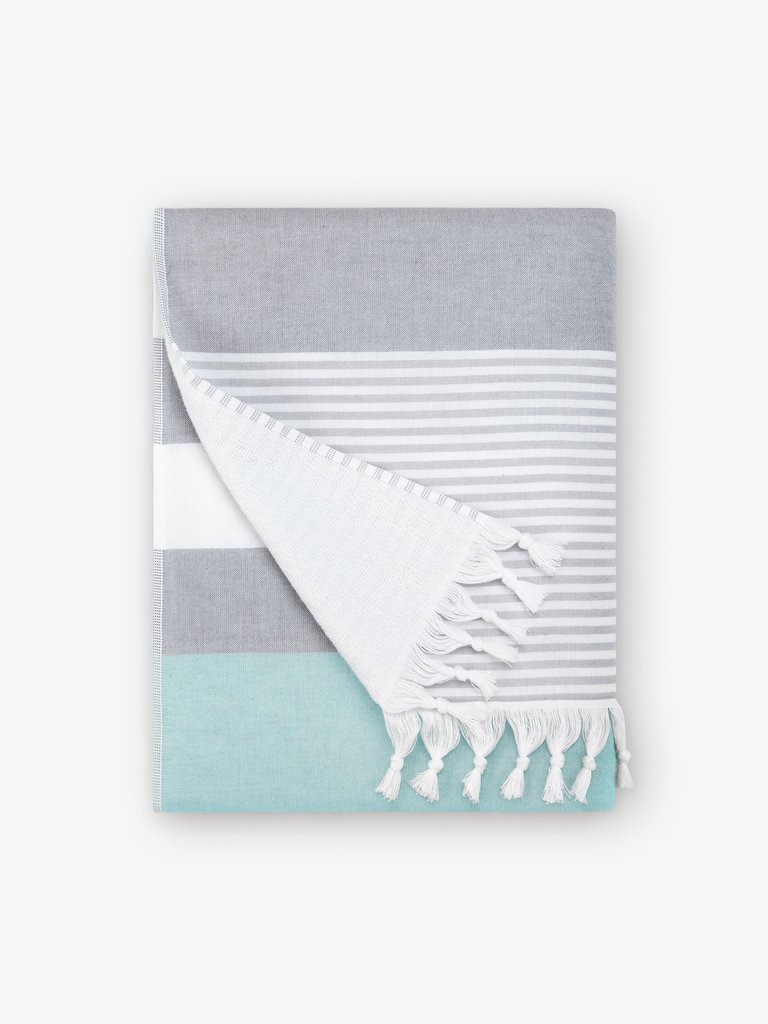 Cape Cod Turkish Towel - Teal & Gray - Teal/Gray