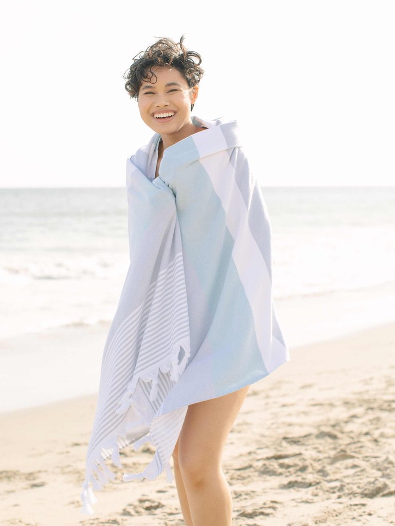 Cape Cod Turkish Towel - Teal & Gray