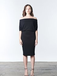 Alexi Off-The-Shoulder Black Knit Dress - Black