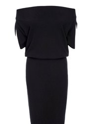 Alexi Off-The-Shoulder Black Knit Dress