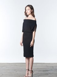 Alexi Off-The-Shoulder Black Knit Dress