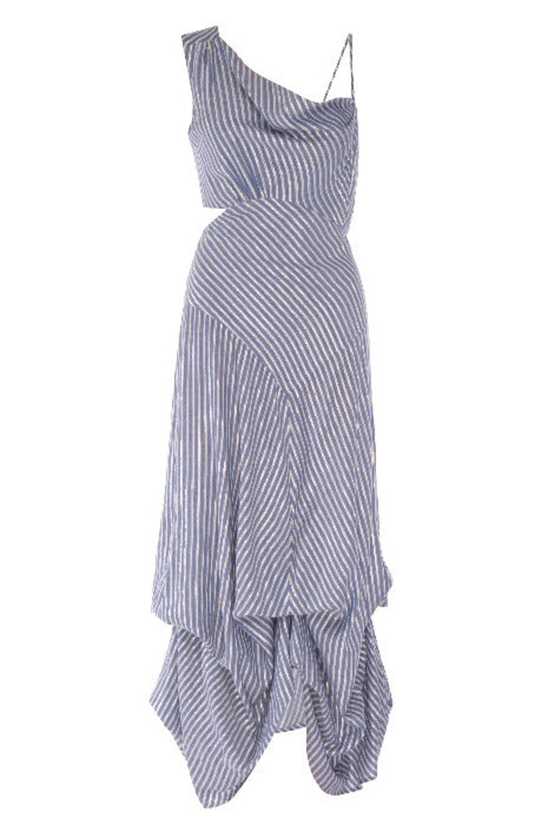 Aphrodite  Stripe Cutoout Dress - Grey
