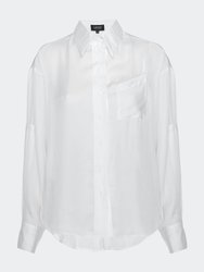 Celine Boyfriend Button-Down Top - Cloud