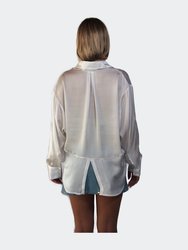 Celine Boyfriend Button-Down Top - Cloud