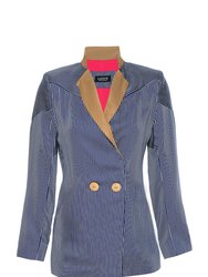Cyprus Pinstriped Loose Fit Jacket - Blue