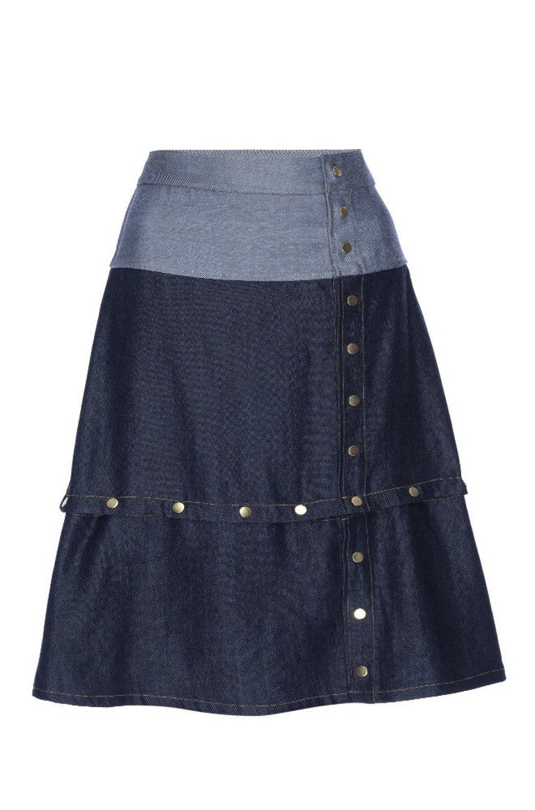 Gia Antiqued Multi-Length Denim Skirt