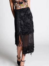 Jamie Fringe Straight Skirt - Black