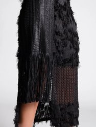 Jamie Fringe Straight Skirt - Black